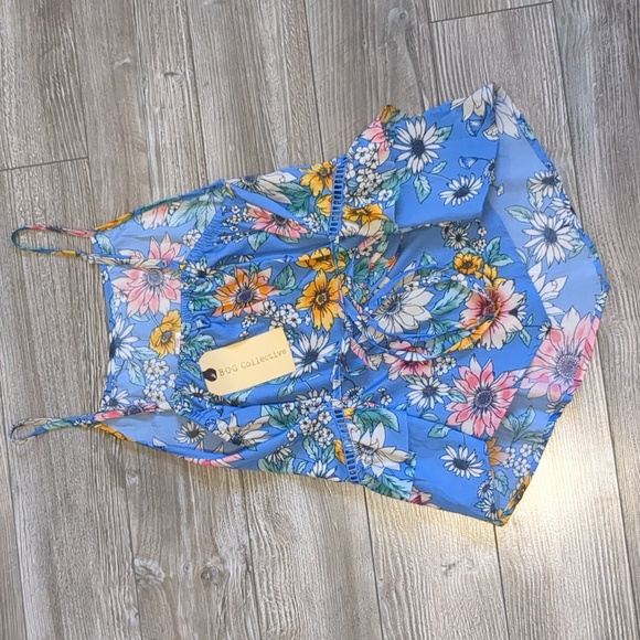 BOGO!! NWT B.O.G Collective Floral Peplum Tank S - Picture 2 of 4